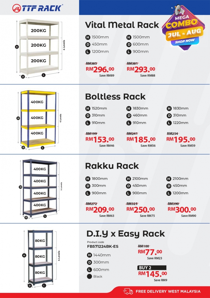 TTF RACK Mid-Month Mega Combo Promotion