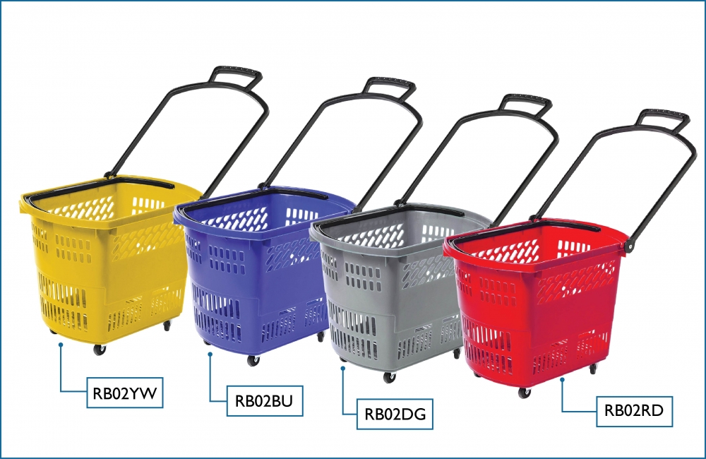 Shopping Basket with Rollers/Wheels