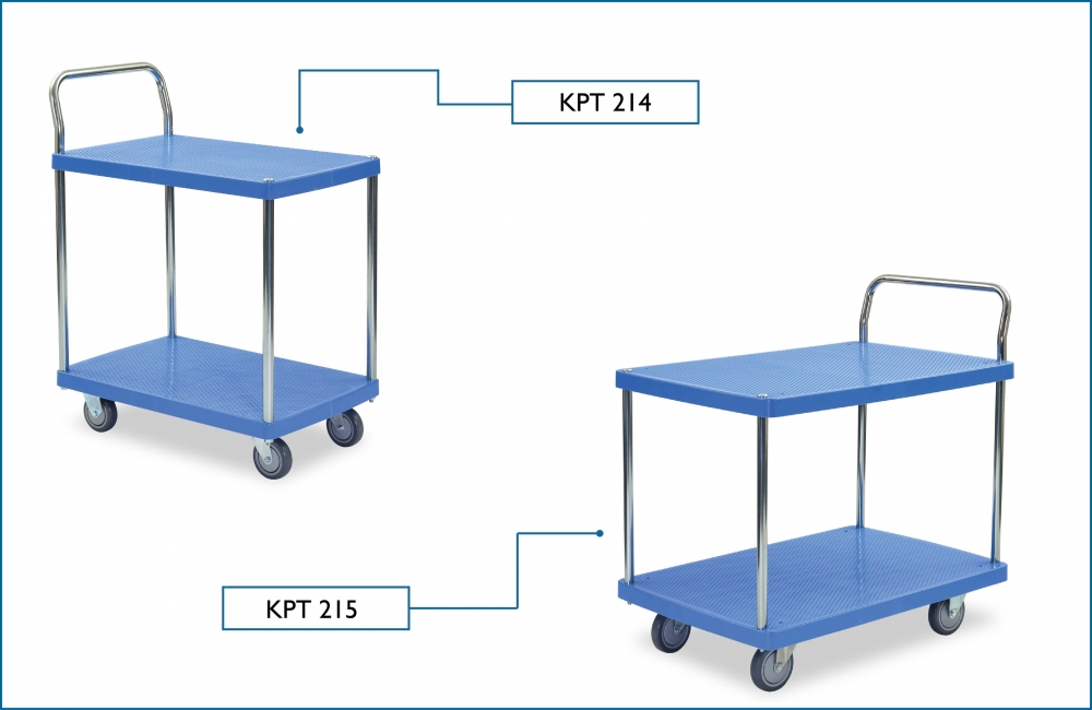 KOMADA PVC 2 Shelf 1 Handle Trolley