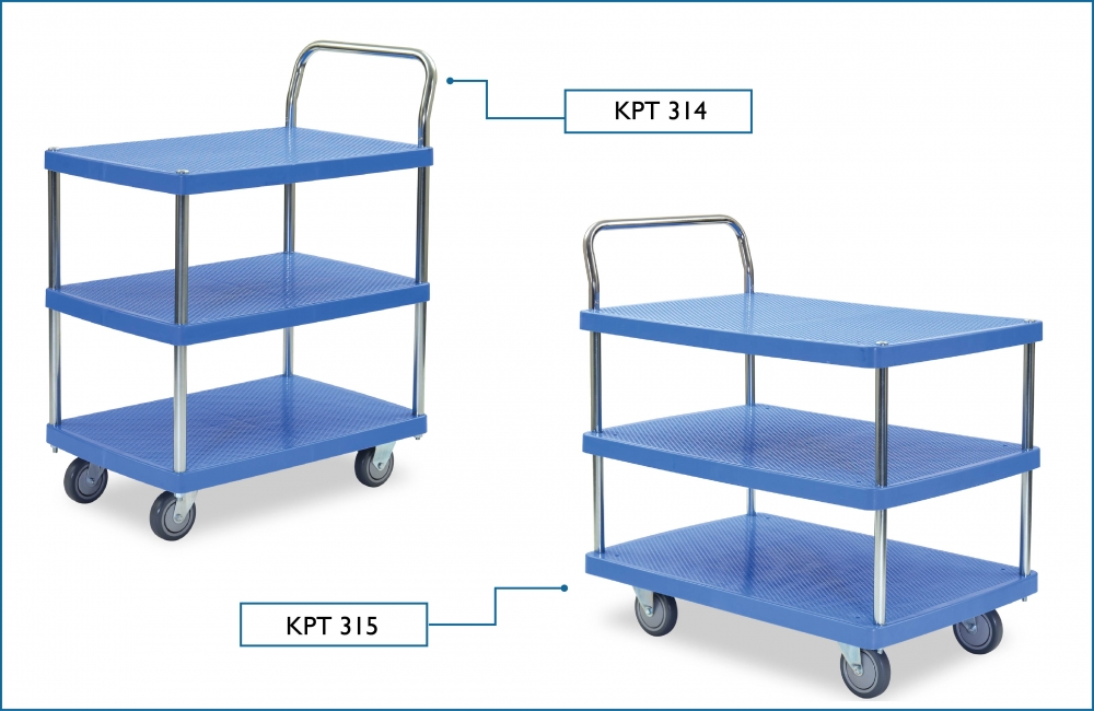 KOMADA PVC 3 Shelf 1 Handle Trolley