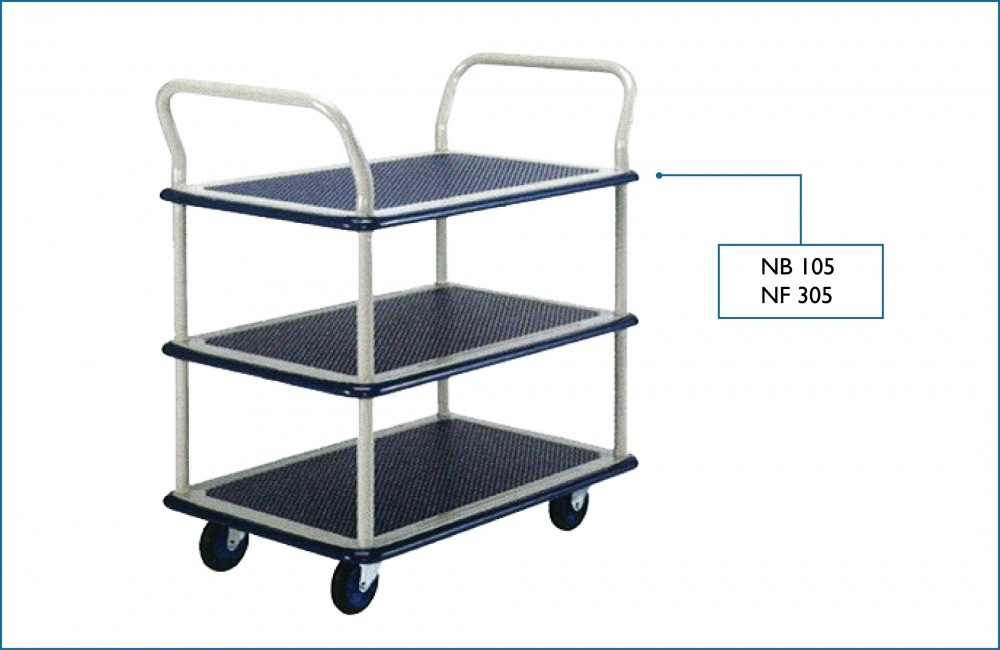 Prestar Double Handle 3 Shelf Trolley