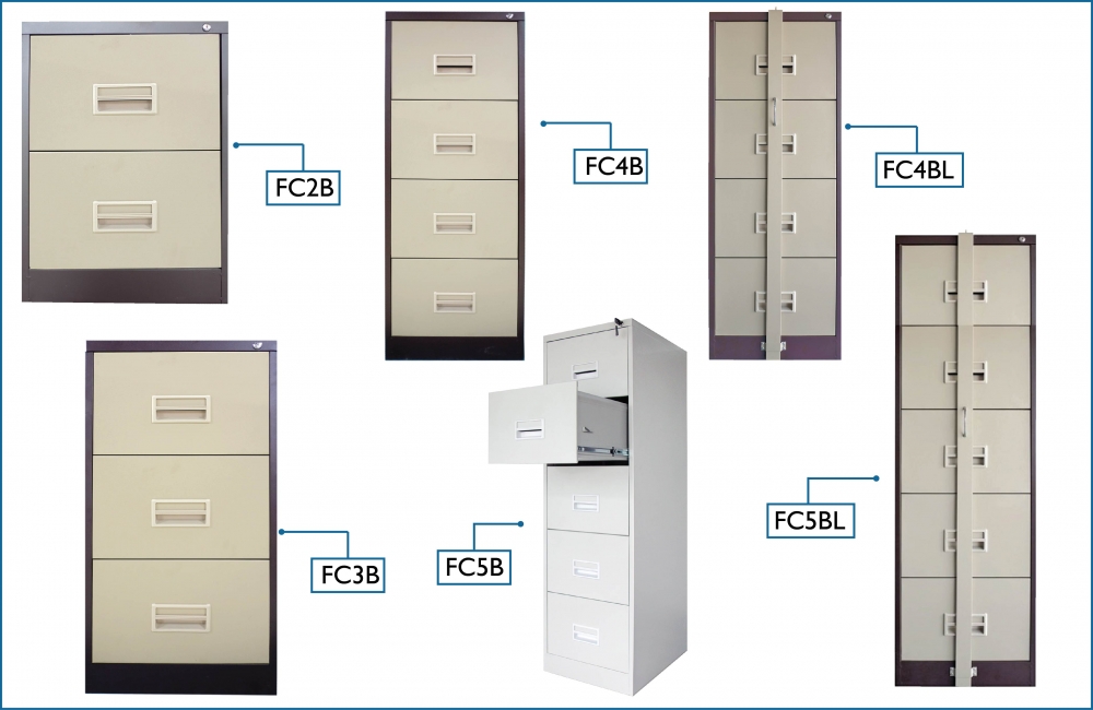 FiTO Drawer Filing Cabinet with Recess Handles C/W Ball Bearing Slide