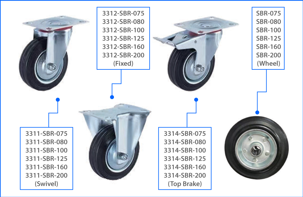 Rubber Wheel Castor Wheel Caster Wheel Light Duty Wheel