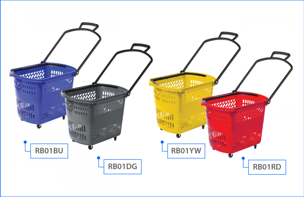 Shopping Basket with Rollers/Wheels